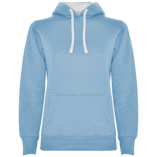 Sweat à capuche publicitaire Femme 280gr Urban ROLY Bleu ciel et Blanc